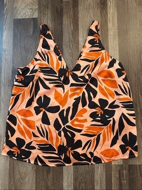 Old Navy Orange and Black Floral V-Neck Cami